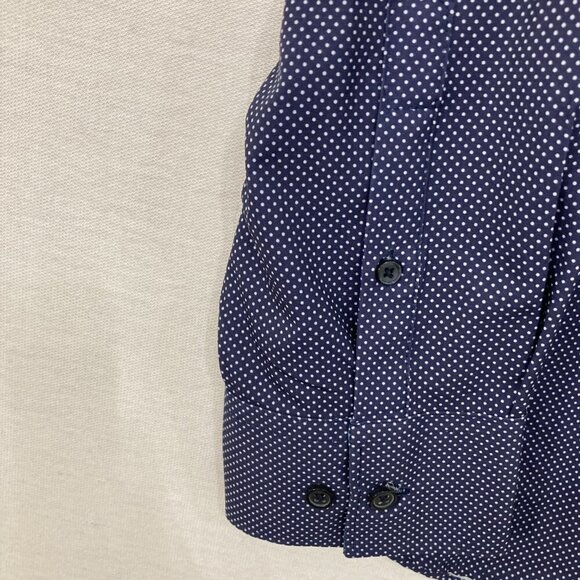 New CON.STRUCT Slim Fit XXL Blue Polka Dot Long Sleeve Button Down Preppy - Picture 8 of 10